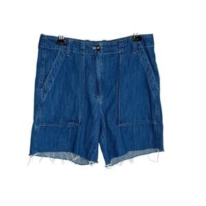 J. Crew Cotton Blend Chambray Cargo Cutoff Short Neela Wash Women's Size 8